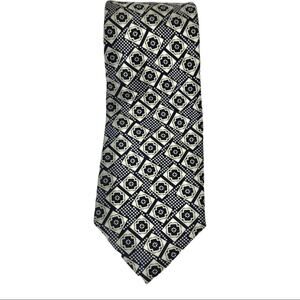 Robert Talbott Tie Blue & Cream Geometric Design Hand Sewn